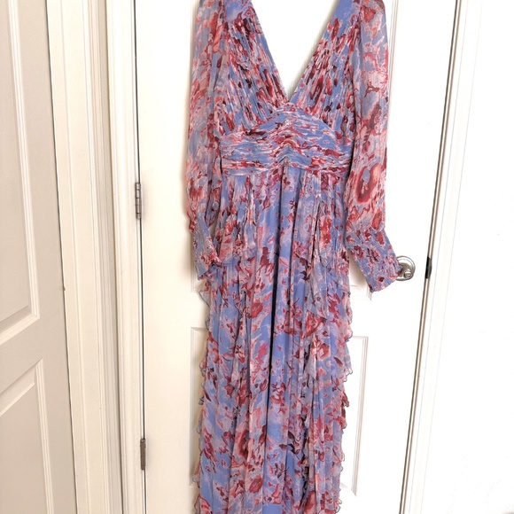 BHLDN V-Neck Long-Sleeve Printed Chiffon Gown 💕💕 - Picture 5 of 5